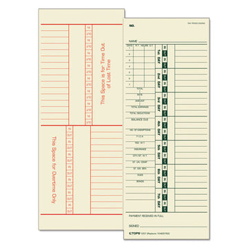 TOPS™ Time Clock Cards, Replacement For 10-800762, Two Sides, 3.5 X 9, 500-box freeshipping - TVN Wholesale